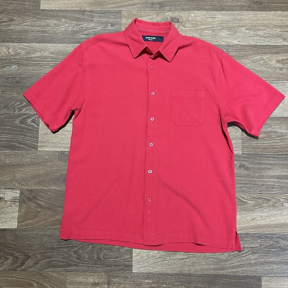 Linea Rosso Signature Silk Button Up Shirt Red Men's Medium